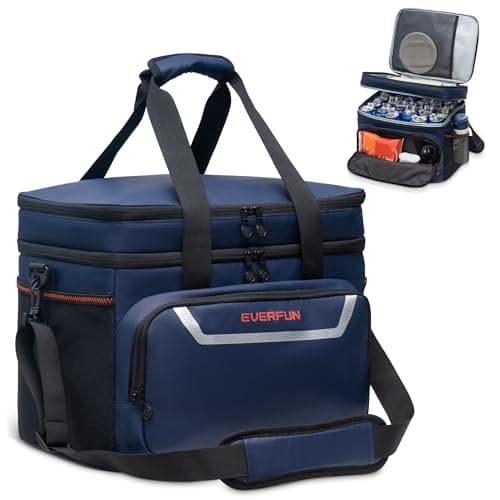 EVERFUN Large Soft Cooler Bag Travel Beach Insulated Cooler for Men 48 Can Dual Compartments Collapsible Waterproof Leak-Proof for Camping Picnic, Navy - Image 1