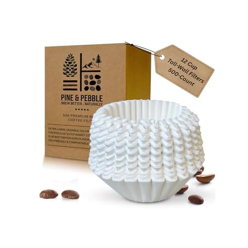 Pine & Pebble® Large Commercial Coffee Filters, 500 Count | Tall-Walled Basket Style (9.84" x 4.33") | No Ground Overflow | Fits BUNN & Standard 12-Cup Coffee Makers | Bulk for Cafés & Offices - Image 1