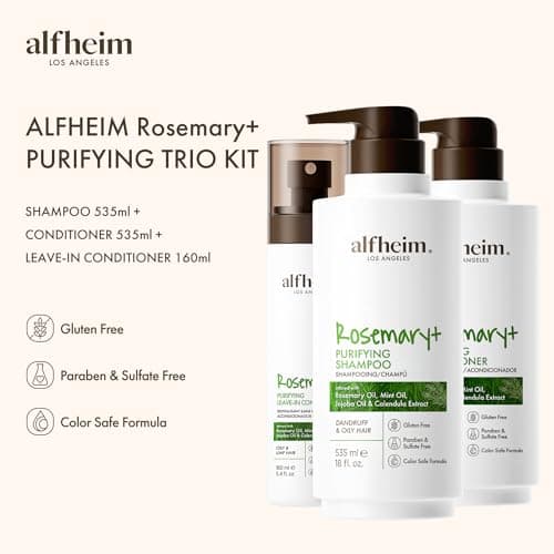 ALFHEIM Rosemary Shampoo Conditioner Leave-in Conditioner 3-piece set Deep Cleansing Scalp Care Strengthens Roots & Prevents Flatness Sulfate & Paraben-Free for Oily Scalp & Sensitive Skin - Thumbnail 2