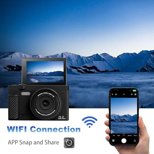 4K Digital Camera with Wide Angle Lens, 64MP WiFi Vlogging Camera with 180° Flip Screen, Point and Shoot Camera for Photography, Beginner YouTube Video Kit with 64GB SD Card - Thumbnail 5