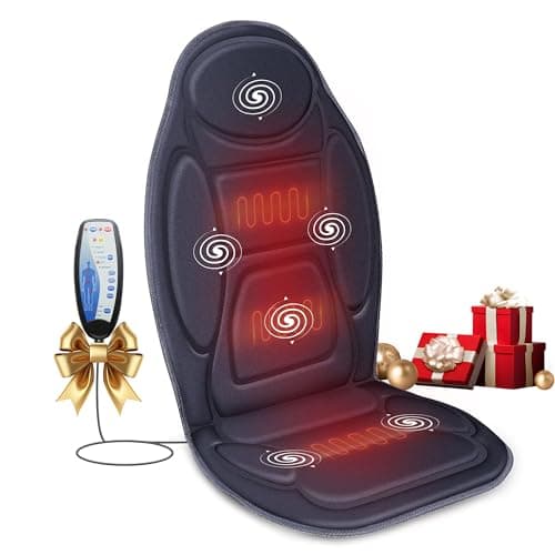 Snailax Vibration Back Massager with Heat, Massage Seat Cushion with 6 Vibrating Motors and 2 Heat Levels, Massage Chair Pad for Home Office use, Gifts for Him Her - Image 1