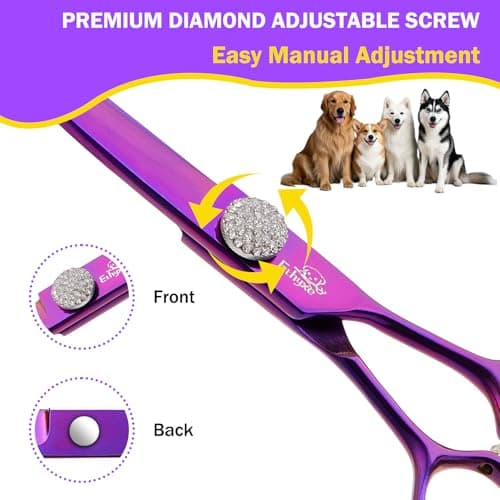 Ethyxe 7 Inch Curved Scissors for Dog Grooming, 440C Stainless Steel Pet Hair Trimming Shears with Safe Round Tips, Professional Downward Curve for Dogs, Cats, and Other Pets - Thumbnail 3