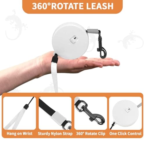 VOXGET 3 Pack Bearded Dragon Leash and Harness Set, Retractable 9.8FT Leash with 3 Sizes Adjustable Soft Harness for Reptile Small Animals Walking, Cute Lizard Vest Clothes for Reptile Lovers -Black - Thumbnail 4