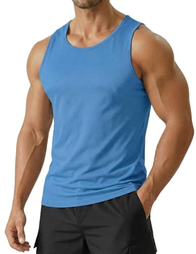 PINSPARK Lightweight Tank Tops Men Athletic Sleeveless Performance Shirts Quick Dry Breathable Gym Workout Summer Sports Azure - Image 1