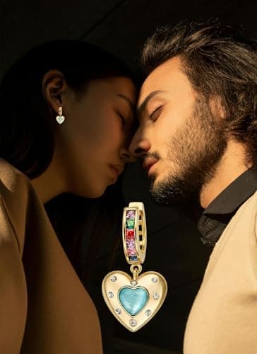 Valentines Day Gifts for Her,Heart Earrings for Women/GF,March Birthstone Earrings,Valentine's Gifts for Mom/Daughter (golden) - Thumbnail 4