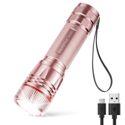 WdtPro Rechargeable Flashlights High Lumens, 1 Pack 10H Long Lasting Super Bright EDC Flashlights, LED Mini Tactical Flash Lights for Camping Emergency, Drop & Water Resistant Pink(Battery Included) - Image 1