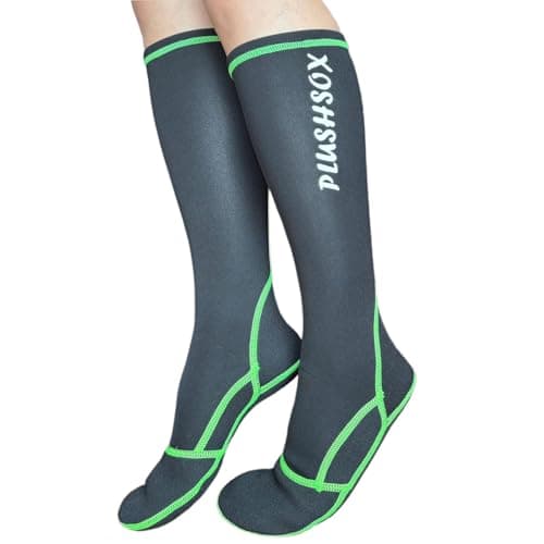 PLUSHSOX Premium long Neoprene Wet Wading socks, no Bunching at Ankle, Wader Sock for Men Women Surfing Diving Fly Fishing Swimming Hiking Hunting Skiing Cold Weather, Gift Socks (Medium, black) - Image 1