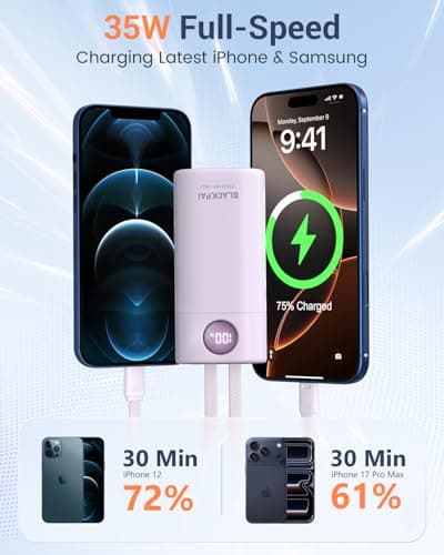 Portable Charger 20000mAh, 35W Fast Charging Power Bank with Built-in Cables (USB-C & Lightning), PD 3.0 Battery Pack for iPhone 16 17 15 Pro Max Plus, MacBook Air, Samsung S24, Travel Essentials - Thumbnail 2