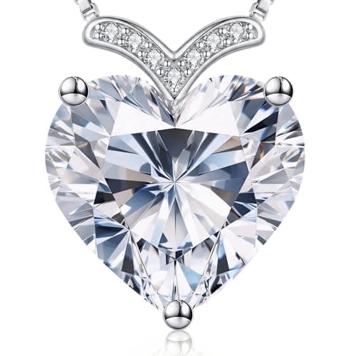 N9NEMUSES Moissanite Necklace for Women, 3 Carat Heart Moissanite I Love You Necklace, Wedding Anniversary Birthday Gifts for Women, Jewelry Gifts for Her Wife Girlfriend Mom - Image 1