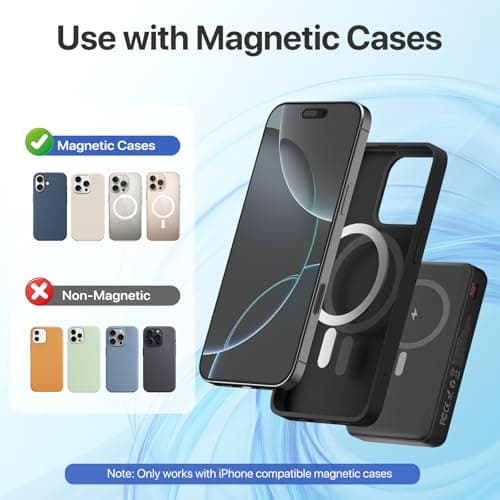 pangootek Magnetic Portable Charger, 10000mAh Wireless Power Bank with Stand and USB C in/Out LED Display, Battery Pack for iPhone 16/15/14/13/12/Pro/Mini/Pro Max - Thumbnail 6