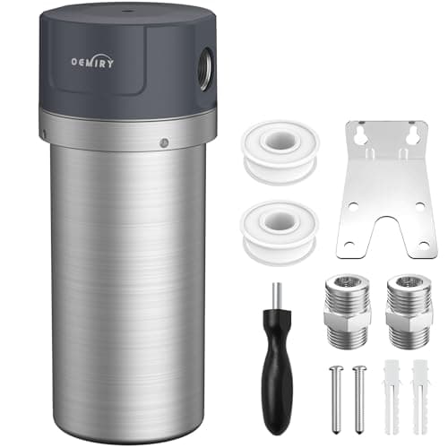 OEMIRY Whole House Water Filter, Stainless Steel Filter Housing, 10"x4.5" Sediment Filter Pre-Filtration System for Well or City Water, 1" or 3/4" NPT Port, 1 Filter - Image 1