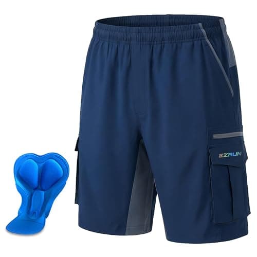 Men's Mountain Bike Shorts 3D Padded Bicycle Biking Shorts Quick Dry Lightweight MTB Cycling Shorts (Navy, S) - Image 1