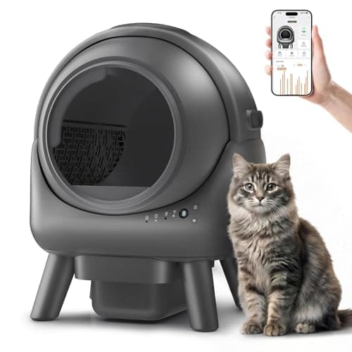 Beokeo Automatic Litter Box, Self Cleaning Litter Box for Multiple Cats, Smart APP Control & Dual Safety Sensors, 15-Day Large Capacity Waste Bin, Odor Control, Includes Trash Bags,Gray