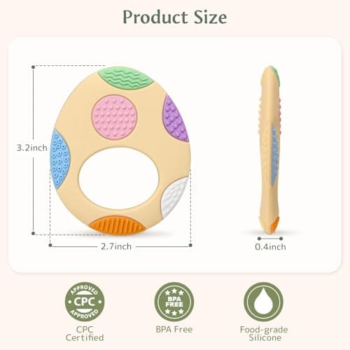 Easter Eggs Baby Teething Toys 2-Pack - Multi Texture Silicone Teethers for Teething Relief, Soft Chew Toys for Toddlers, Infants & Newborn, First Easter Gifts Basket Stuffers for Boys & Girls - Thumbnail 6