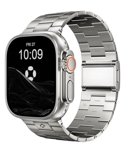 FiNESTONE Titanium Band for Apple Watch ULTRA & ULTRA 2 & ULTRA 3 - Adjustable Apple Watch ULTRA Band 49mm - Magnetic Clasp and DLC Coating - Pure-Titanium Lightweight - Image 1
