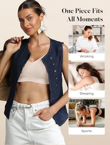 COMFELIE Seamless Wire-Free Minimizer Bra, Full Coverage V-Neck Breathable Bra with Adjustable Straps for Full-Figured Women Nude - Thumbnail 4