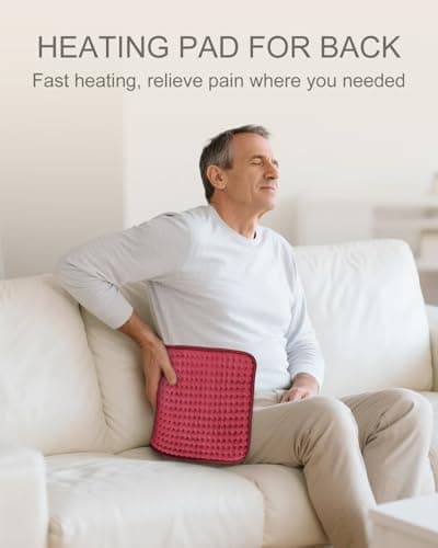 Electric Heating Pad for Period Cramps, LANVA Valentines & Birthday Gifts for Women Wife Mom, Heat Pad for Neck and Shoulders and Back Pain Relief, Machine Washable, ETL Certified, 12"x24", Red - Thumbnail 4