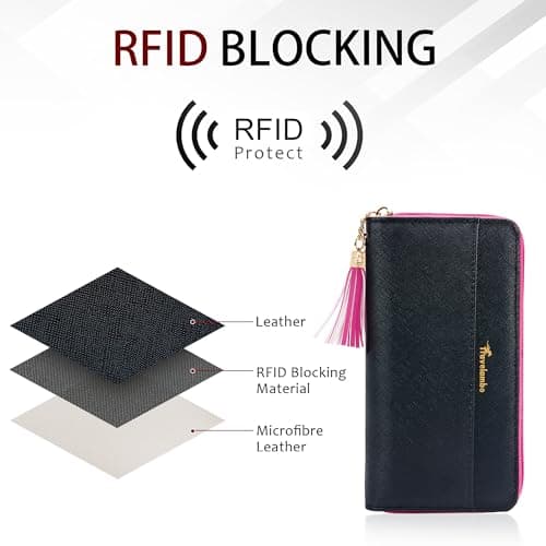 Travelambo Womens Wallet Tassel Bifold Ladies Cluth Wristlet Wrist strap Long Purse - Thumbnail 3