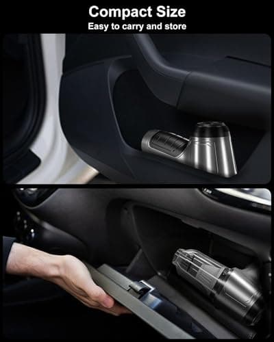 HFLYJPYW Mini Handheld Vacuum Cleaner Cordless - Car Vacuum Portable Rechargeable with High Power Brushless Motor 12000 PA Strong Suction 3 in 1 Mini Hand Vacuum (Grey) - Thumbnail 6