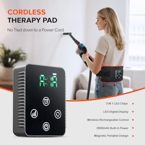 Cordless Red Light Therapy Belt, 3000mAh Battery Rechargeable Magnetic LED Screen Controller, Portable & Cordless, 12.4" * 5.7" Cordless Infrared Red Light Therapy for Body Back Knee Leg - Thumbnail 3