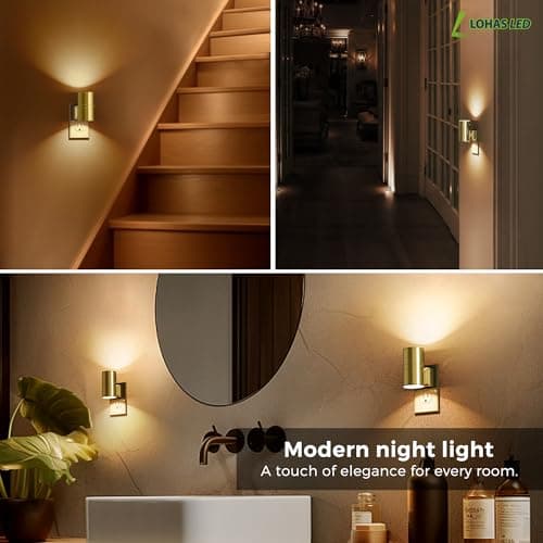 L LOHAS LED Night Light, Automatic Night Lights Plug into Wall, 2 Pack Nightlights With Light Sensor, 3000K Soft White 0-100LM Dimmable Modern Nightlight for Kids Bedroom Hallway - Thumbnail 6