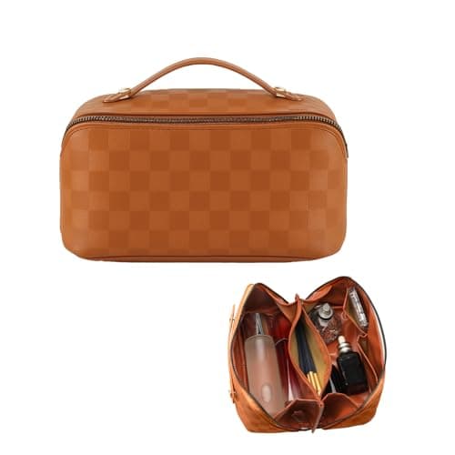 AGUA AGANKKUA FROANNTUUTIK Travel Makeup Bag,Large Capacity Cosmetic Bags for Women,Waterproof Portable Pouch Open Flat Toiletry Bag Pattern Makeup Bag - Image 1