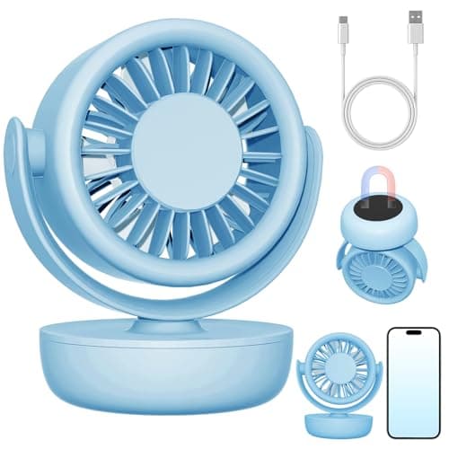 Decute USB Mini Magnetic Desk Fan, Portable Small Table Fan With 3-Speed Super Strong Winds Dual-Angle Adjustable(17Hrs Workble), Personal Cooling Hand Gifts For Women Men Indoor Outdoor - Image 1