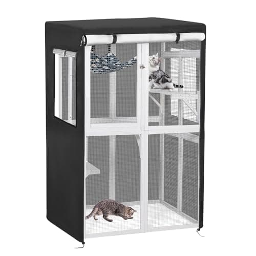 Colewin Catio Cover,41" L x 35" W x 65.5" H Cover for Catio Outdoor Cat Enclosure Waterproof, 420D Cat Cage Covers for Nyeekoy Catios, Outdoor Cats Enclosure Covers(Black)(Catios Not Included) - Image 1