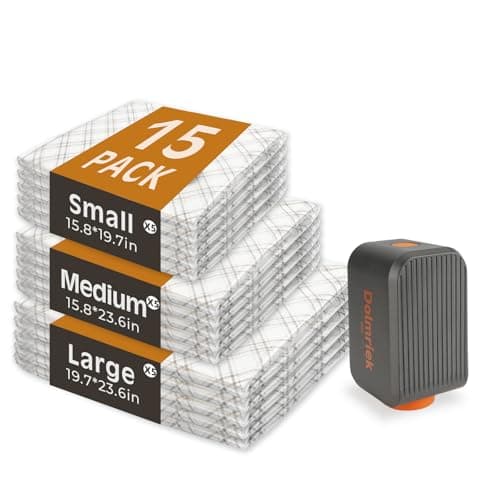 Dolmriek Travel Vacuum Storage Bags with USB Electric Pump, 15 Pack Compression Seal Bags for Luggage and Suitcase, Space Saver for Clothes and Clothing - Image 1