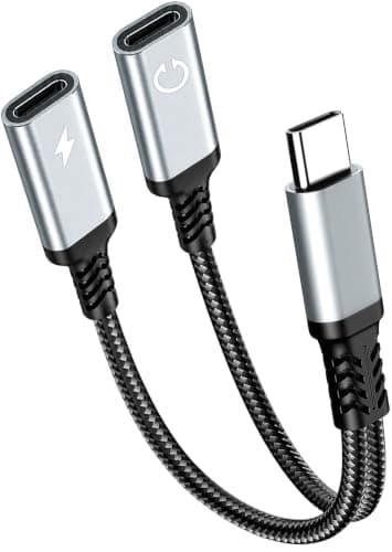 60W USB C Splitter 1 in 2 Out Type C Headphone Audio Charging Adapter Cable