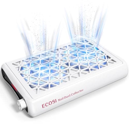ECOSI Nail Dust Collector, 8000RPM & 1600PA Dual Turbo Professional Vacuum Fan Dust Extractor with 30 Pcs Filter Papers, Stepless Adjustable Suction for Manicure, Salon Nail Tech & Home (White) - Image 1
