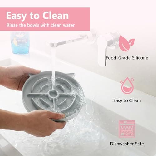 YINEYA 2 Pcs Silicone Slow Feeder Cat Bowl, Cat Slow Feeder for Food Training, Interactive Puzzle Bowls for Puppy, Kitten Dishes to Prevent Overeating, Treat Toys Suitable for Dry and Wet Food - Thumbnail 6