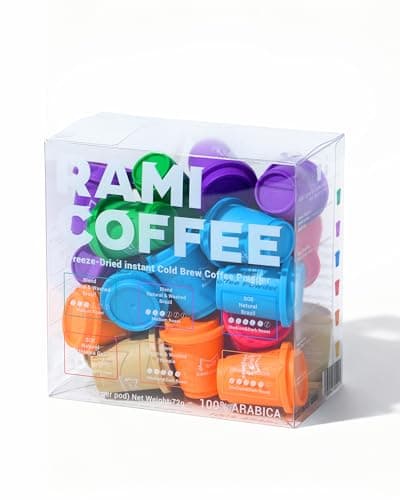 Rami Coffee Cold Brew Freeze Dried Instant Coffee Powder, Various Roast 100% Arabica, 24 Portable Flavors Taster Single Packets for Home Travel Backpacking Camping - Image 1