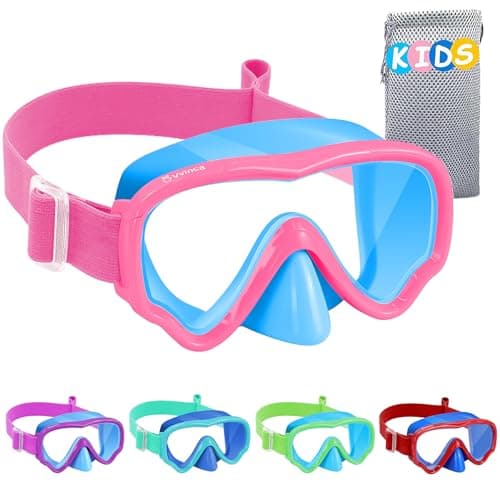 Vvinca Kids Swim Goggles with Nose Cover, Snorkel Diving Mask Fabric Strap Anti Fog Anti Shattered Lens Goggles for Kids 3-15 - Image 1