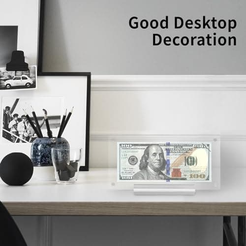 Yncotte Dollar Bill Frame 1 Pack, Dollar Bill Holder Acrylic Money Case Dollar Frame Display Double-Sided Transparent for Collectors Currency Ticket Check Protector - Thumbnail 5