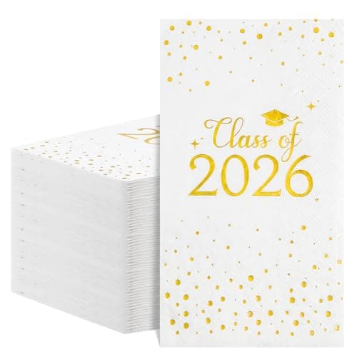 NatNarr 60 Pcs 2026 Graduation Napkins, Class of 2026 Disposable Hand Towels for Bathroom Gold Foil Dots Dinner Guest Napkins for High School College Congrats Celebration Party - Image 1