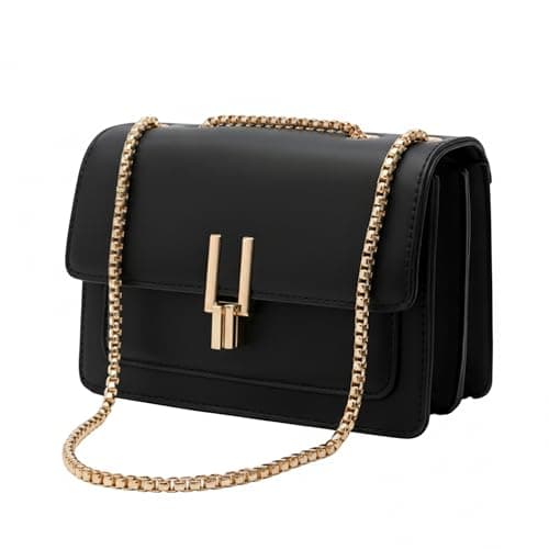 VONCOSS Women's Small Crossbody Bag Quilted Shoulder Purse for Travel Work Wedding, Vegan Leather Handbag Gold Chain Strap - Image 1