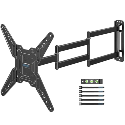 BONTEC TV Wall Mount for 26–65 Inch Flat and Curved Screens with 37.4 Inch Long Extension, Full Motion Swivel Design, Heavy Duty Bracket for Corner or Monitor Setup, Max VESA 400x400, Holds 77 lbs - Image 1