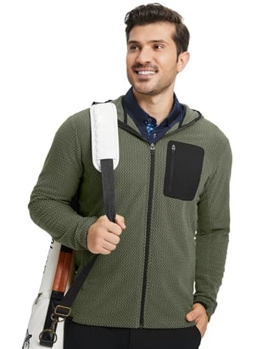 M MAELREG Fleece Hooded Jackets for Men Stretch Soft Warm Zip Up Hoodie with 5 Pockets for Outdoor Travel Golf - Thumbnail 6