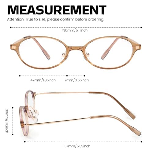 SODQW Small Retro Oval Fake Glasses for Women Fashion Blue Light Non Prescription Eyeglasses to Cosplay - Thumbnail 4