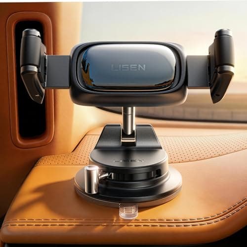 LISEN Suction Phone Mount, [Industry First] Auto-Adjusting Phone Holder Suction, Easy One Touch Suction Cup Phone Mount Cell Phone Mount Dash for iPhone 17 Pro Max 16 15 14 Galaxy S26 25 All Cases - Image 1