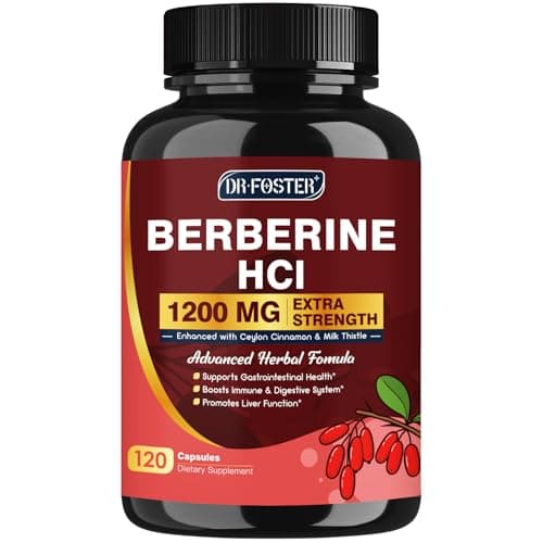 DRFOSTER Berberine HCL Supplement 1200mg, Berberine with Ceylon Cinnamon, Milk Thistle - Supports Immune, Digestion & Liver Health, Non-GMO, 120 Capsules - Image 1