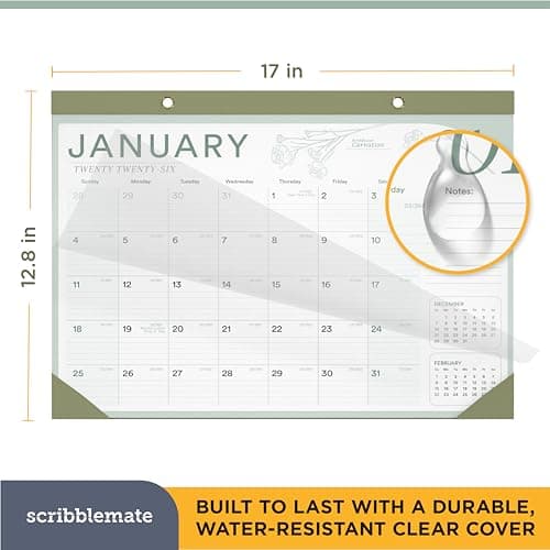 2026 Desk Calendar 17x12 Runs Until June 2027 Work Calendar with To-do List & Notes 18 Months With Plastic Cover Table Calendar 2026-2027 Desk Calendar With Protective Cover Planner for Home School Office - Thumbnail 2