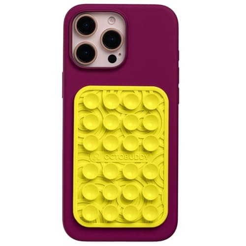 OCTOBUDDY Textures Ripples - Silicone Suction Phone Case Adhesive Mount - Hands-Free Grip with 24 Suction Cups for Videos & Selfies - 2.6" x 3.9", Canary Yellow - Image 1