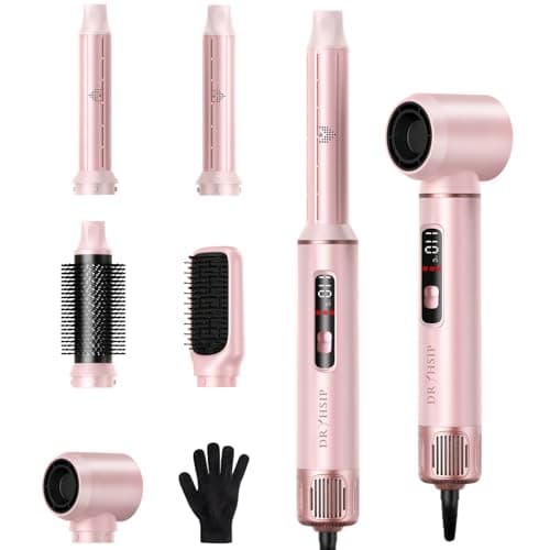 5 in 1 Hair Styler & Air Dryer Wrap Curler, Low-Speed Negative Ionic Hair Tools Drying, Multi Air Styler, Professional Blow Dryer Brush for Curling Volumizing Straightening Styling (Pink) - Image 1