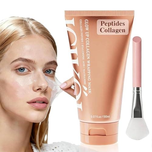 ICIKOL Collagen Peptides Night Wrapping Face Mask, Hyaluronic Acid Peel Off Masks with Vitamin E for Deep Hydrating and Smooth Looking, Overnight Facial Mask for Women Glass Skin, 150ML Large Size - Image 1