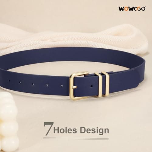 WOWOGO 3 Pack Women Leather Belt for Jeans Dresses Pants 1.3 inches Fashion Ladies Waist Belts Gold Silver Buckle - Thumbnail 5