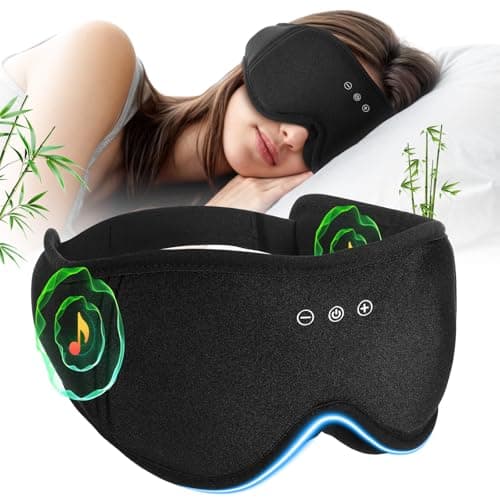Sleep Mask Headphones with Bluetooth,3D Blackout Bamboo Cotton Eye Mask for Sleep,Sleeping Eye Mask with 5.4 Bluetooth Headphones Wireless for Side Sleepers,Travel Essential Gift for Women Men - Image 1