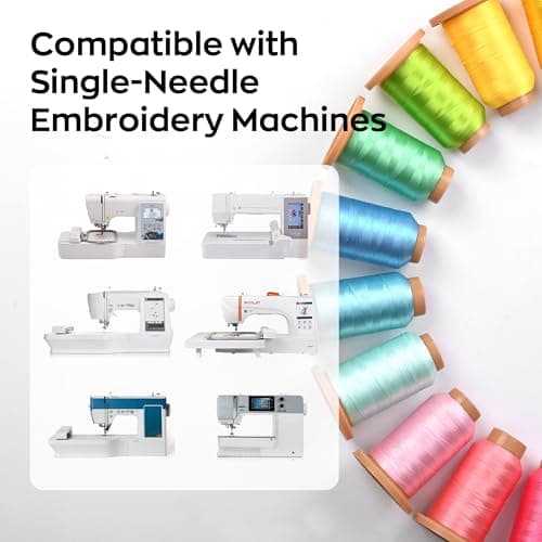 Poolin Embroidery Machine Thread Richword Selected 800M 6 Colors 40WT(108D/2) Polyester Embroidery Thread Set for Embroidery & Sewing Machines – Starter Kit for Home Use - Thumbnail 3