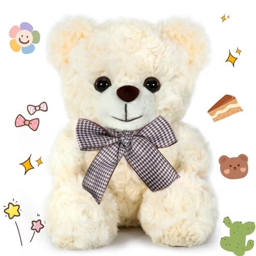Mothers Day Bear Gifts for Mom, Teddy Bear Stuffed Animal, Valentiens Day Gifts for Kids, 8″ Soft Cream Bear Toy for Toddlers Boys Girls 3+, Teddy Bear Baby Shower Deco, Birthday Xmas Gifts - Image 1
